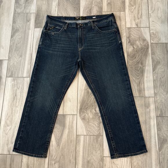Ariat Mens Rebar M5 Jeans Size 42/30 Dark Wash Straight Leg Stretch Work Western - Picture 2 of 7
